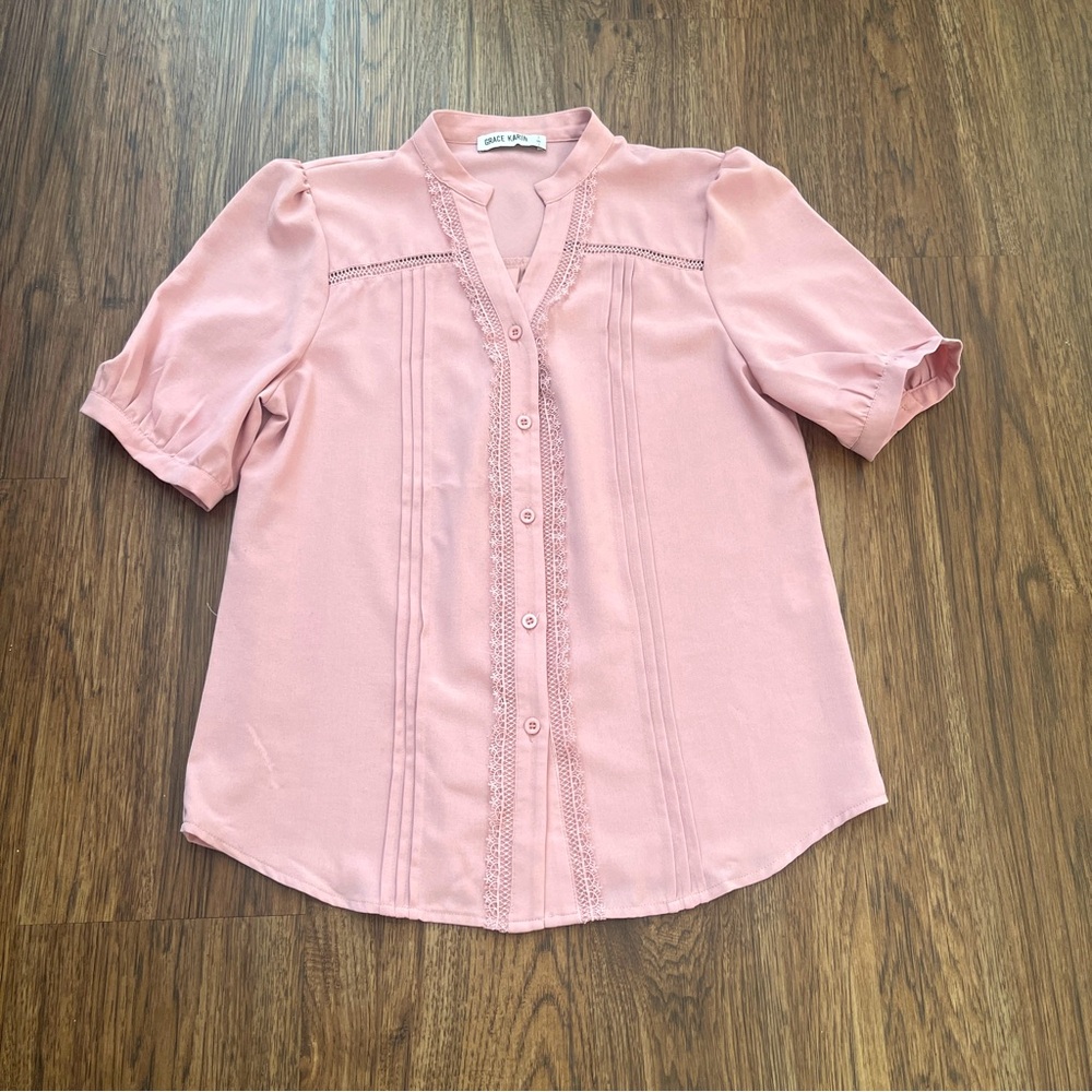 Grace Karin Pink Blouse Small